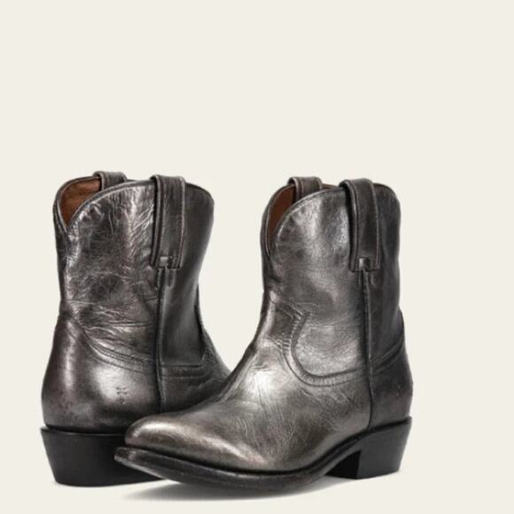 Frye Billy Short Ankle Dark Pewter Boots Silver Metallic size 8 - Picture 1 of 14
